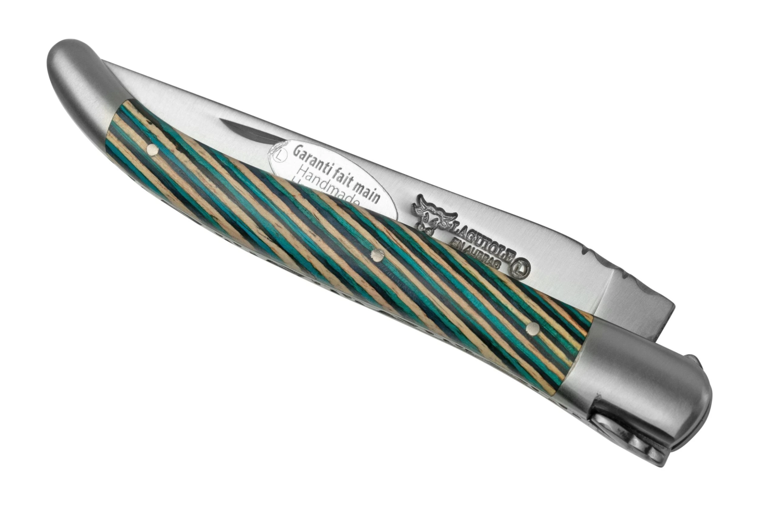 Laguiole En Aubrac Samba Turquoise L0212SATIF Madera De Samba Turquesa, Mate, Navaja Laguiole, 12 Cm - Imagen 4