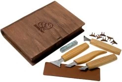BeaverCraft Geometric Wood Carving Set S05 Juego De Talla De Madera Con Libro De Almacenamiento De Madera