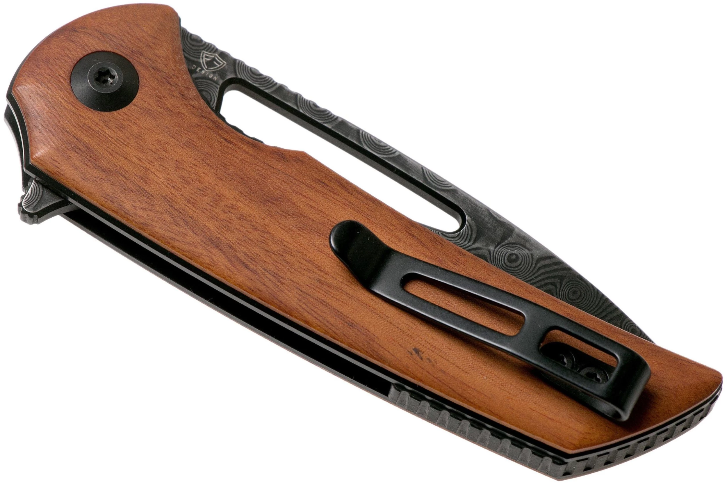 Civivi Odium C2010DS-1 Damascus, Cuibourtia Wood Navaja, Ferrum Forge Design - Imagen 4