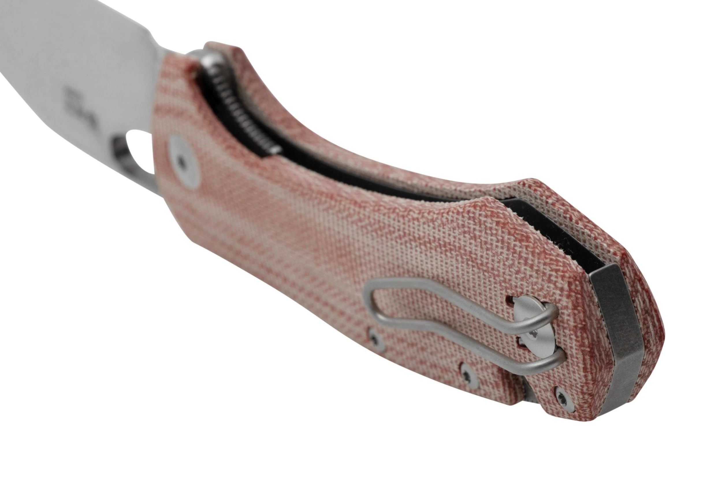 GiantMouse ACE Atelier, Elmax Stonewashed, Red Canvas Micarta Navaja - Imagen 4