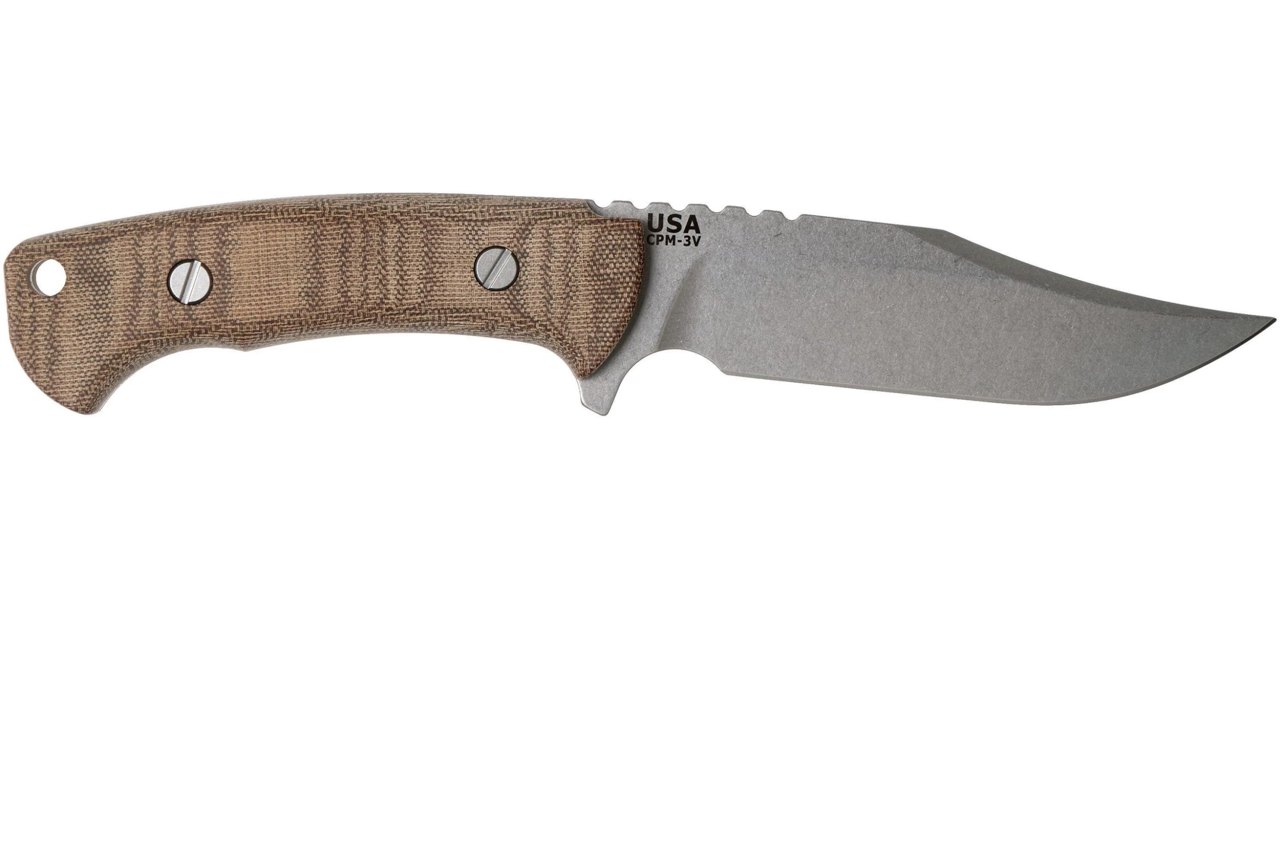 Rick Hinderer Ranch Bowie Natural Canvas Micarta, Stonewashed, Cuchillo Bowie - Imagen 2