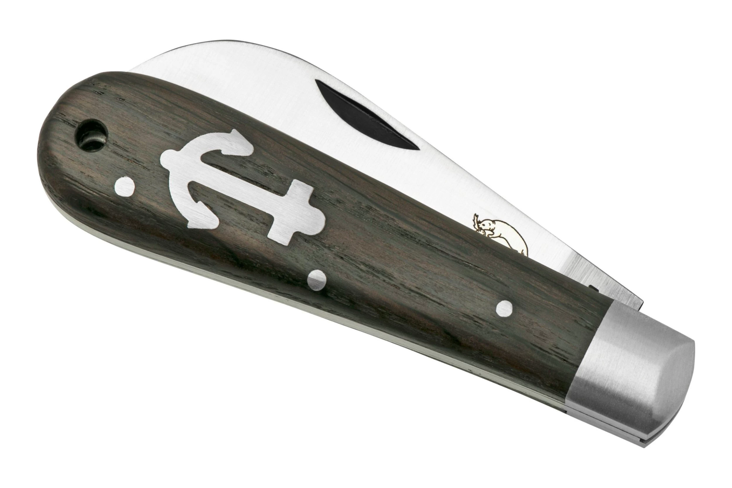 Otter Anchor Knife 171 ML Small Carbon, Smoked Oak, Stainless Anchor, Navaja - Imagen 6