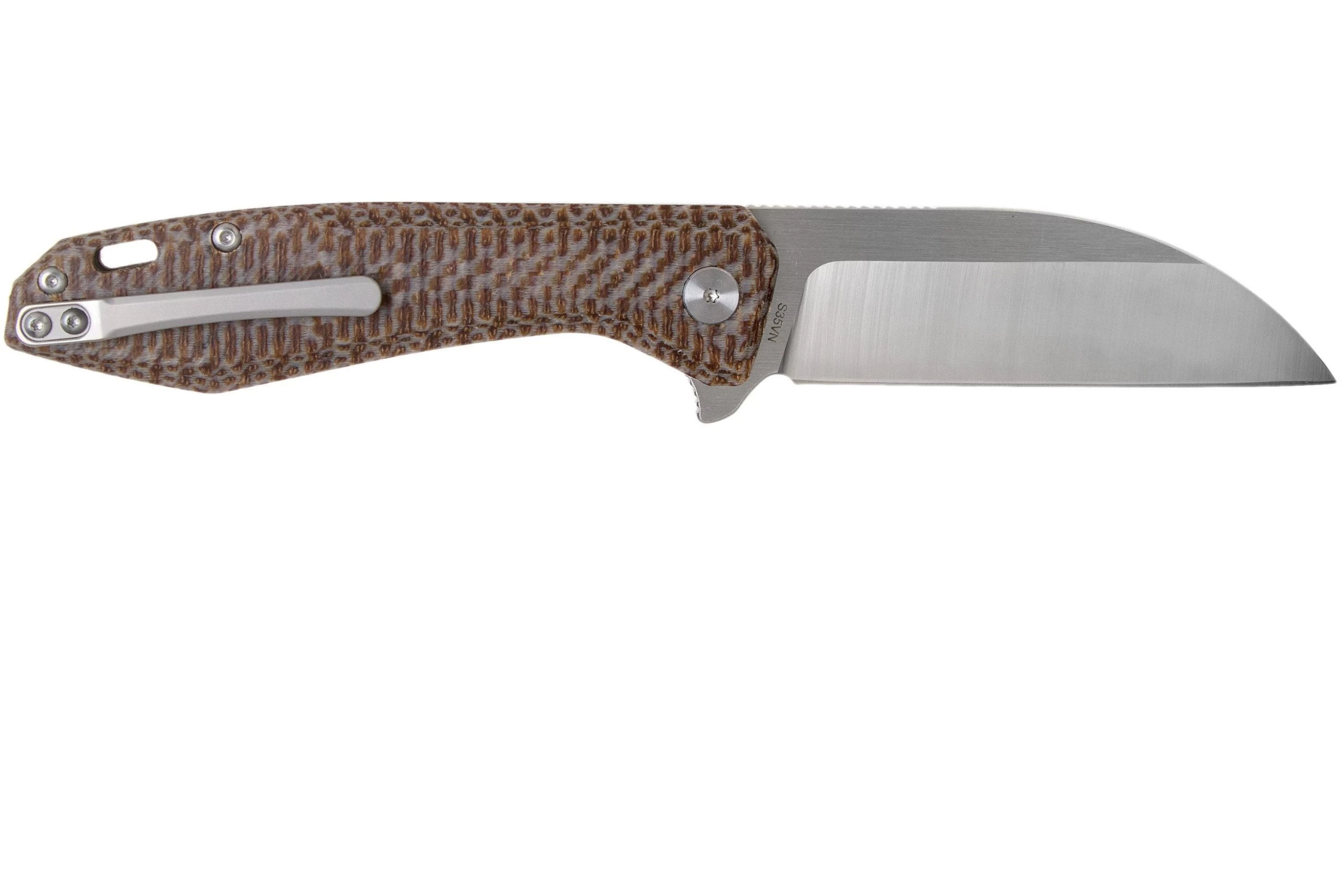 QSP Knife Pelican QS118-A2 Satin, Textured Brown Micarta Navaja - Imagen 2