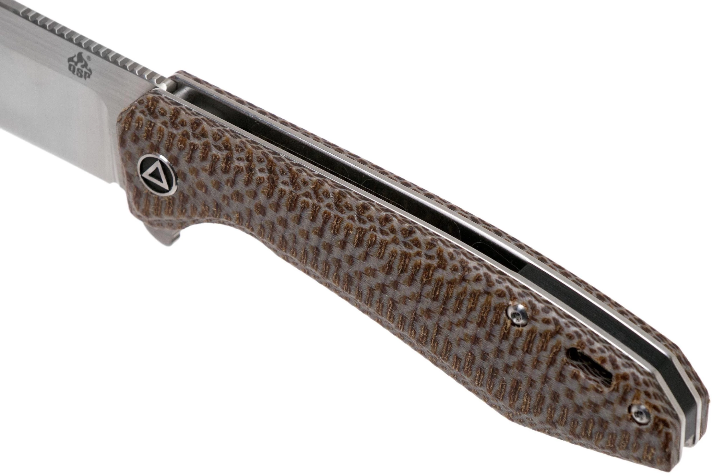 QSP Knife Pelican QS118-A2 Satin, Textured Brown Micarta Navaja - Imagen 7