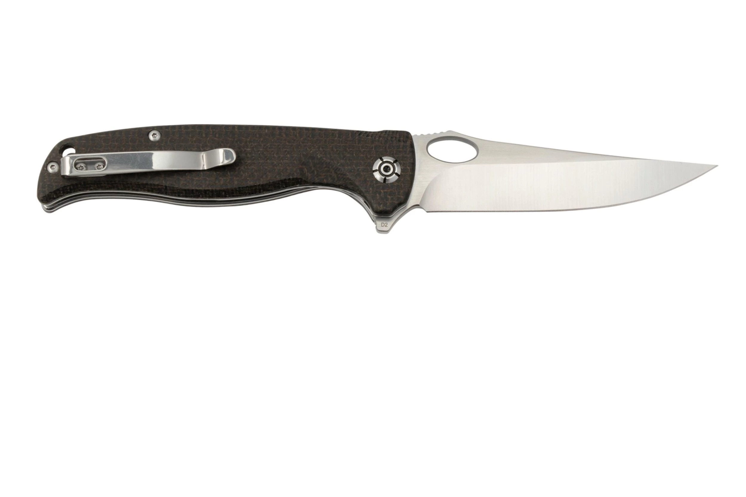QSP Knife Gavial, QS126-D1 Satin D2, Dark Brown Micarta Navaja - Imagen 2