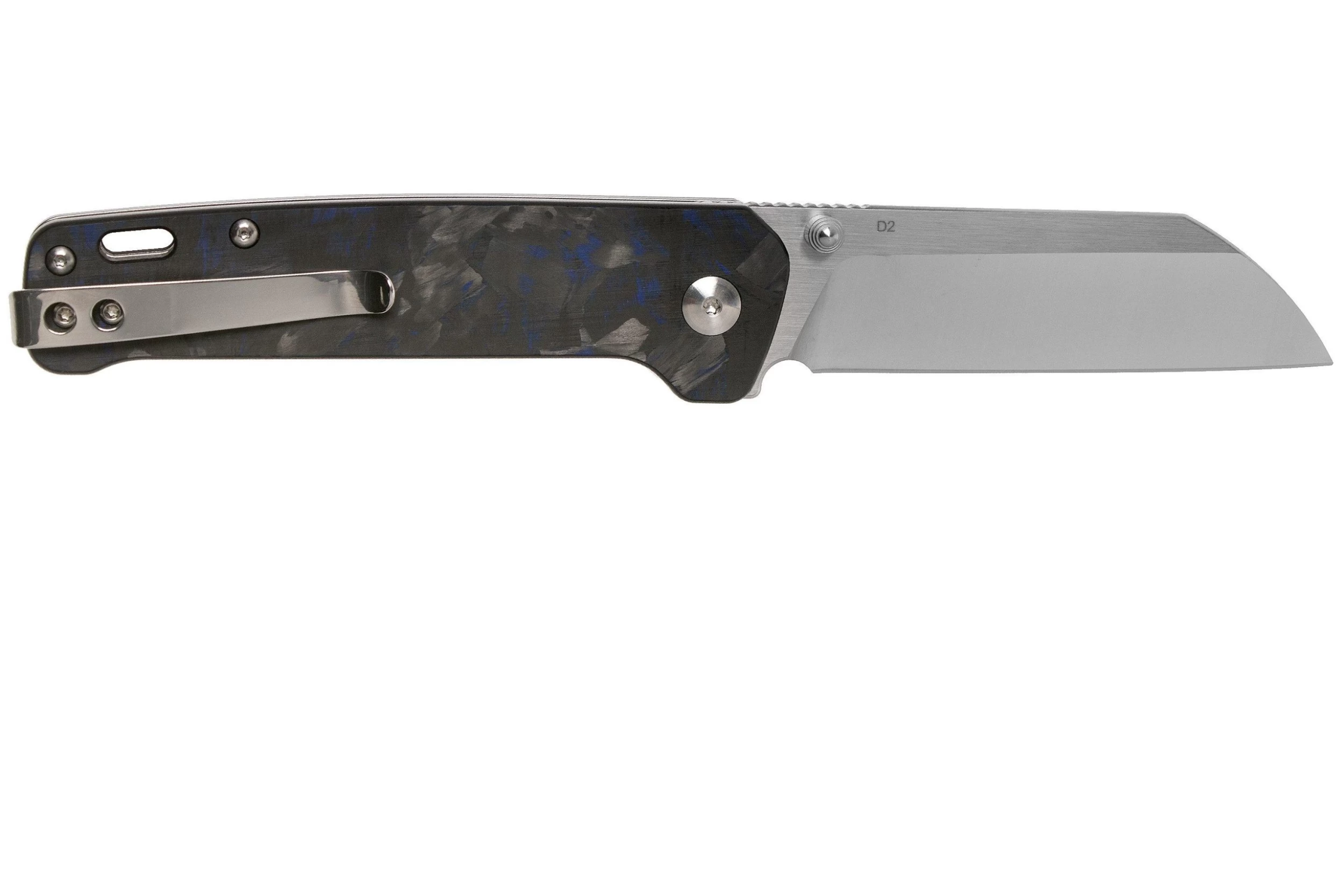 QSP Knife Penguin QS130-TBL Blue Shredded Carbon Fibre G10, Satin, Navaja - Imagen 2
