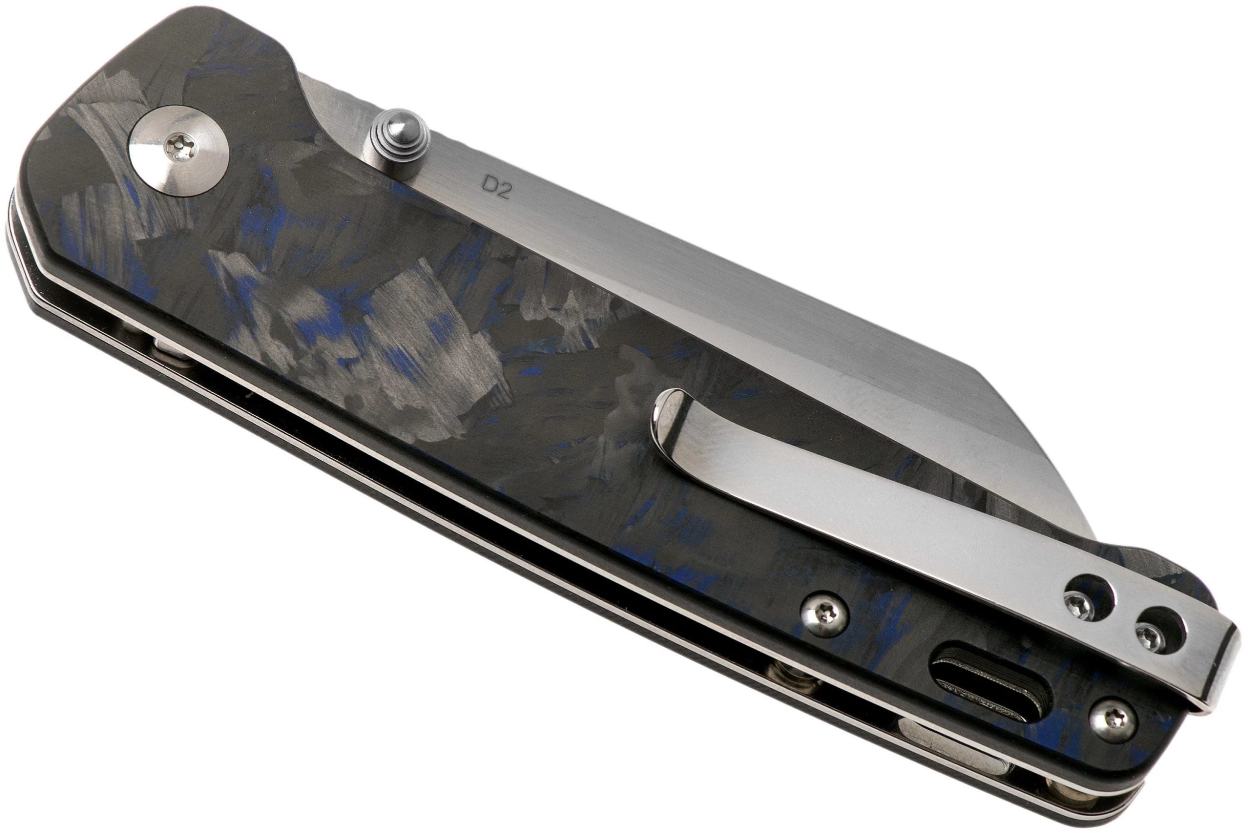 QSP Knife Penguin QS130-TBL Blue Shredded Carbon Fibre G10, Satin, Navaja - Imagen 4