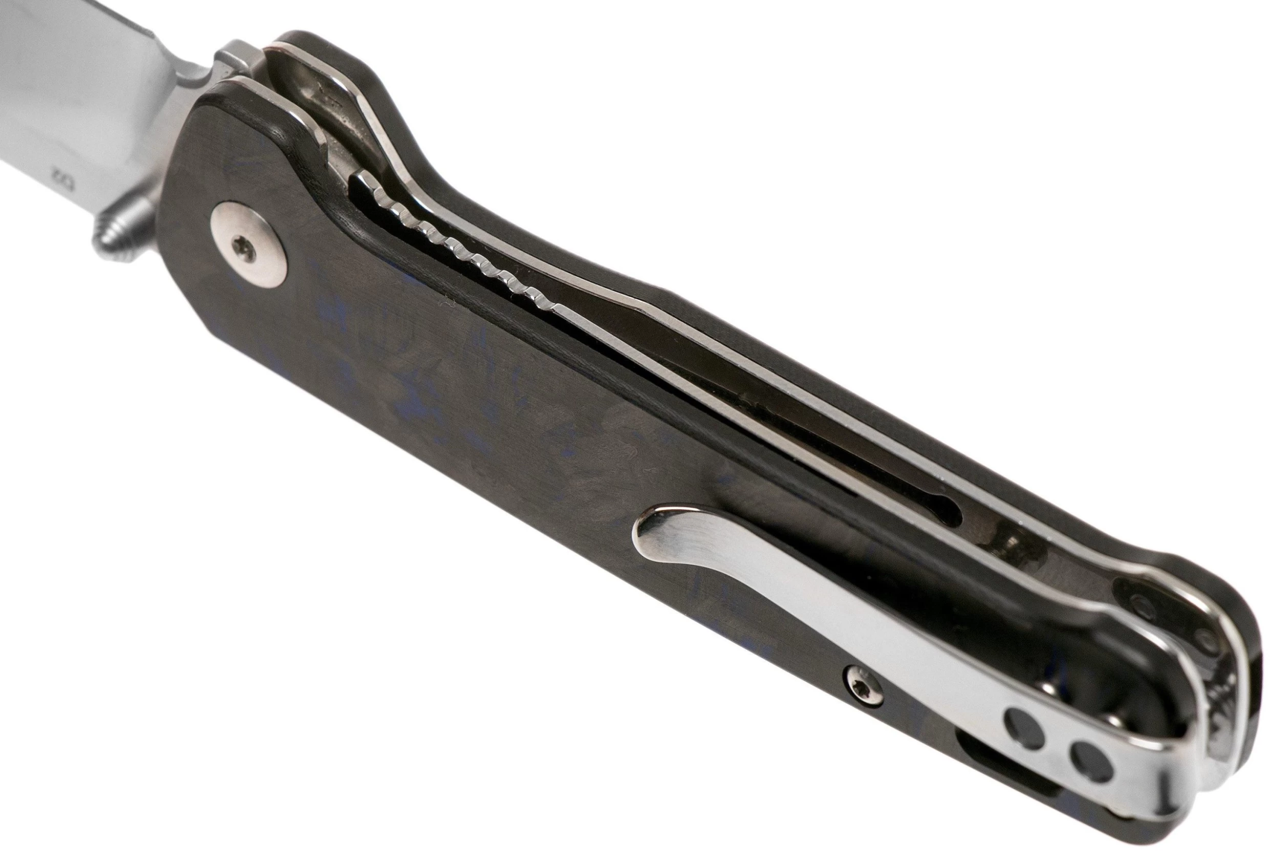 QSP Knife Penguin QS130-TBL Blue Shredded Carbon Fibre G10, Satin, Navaja - Imagen 5