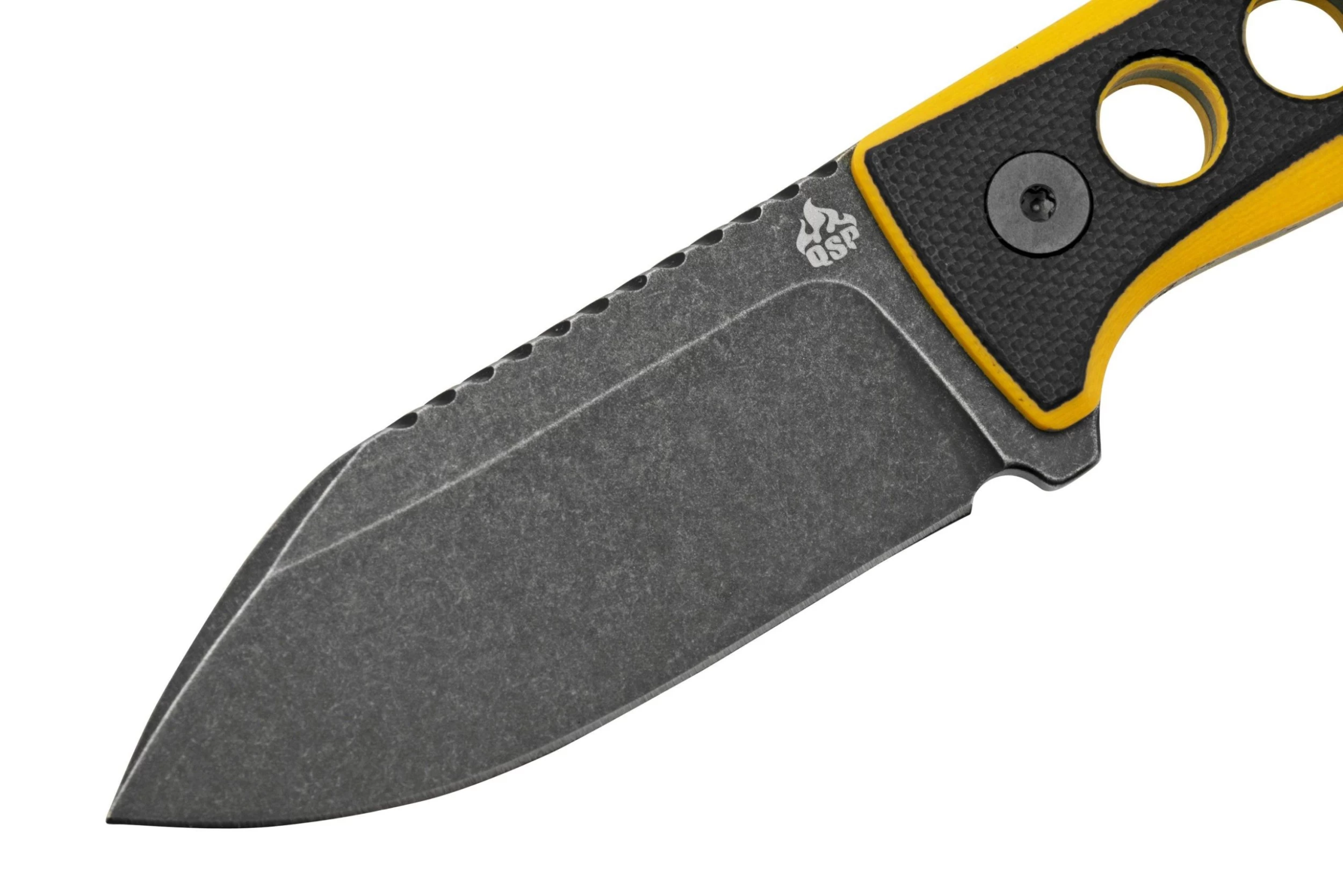 QSP Knife Canary QS141-A2 Blackwashed, Black Yellow G10, Cuchillo De Cuello - Imagen 3