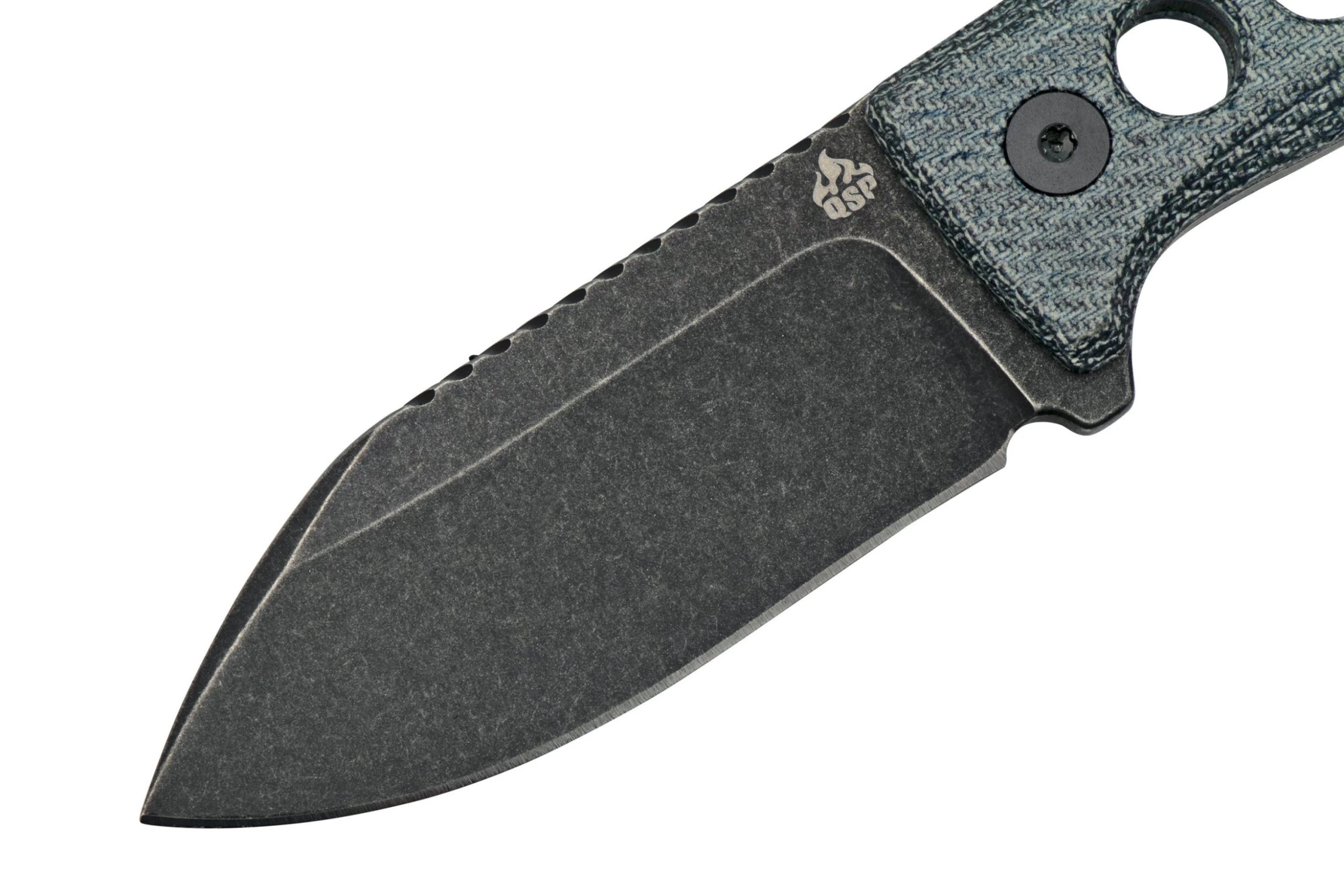 QSP Knife Canary QS141-D2 Blackwashed, Denim Micarta, Cuchillo De Cuello - Imagen 3