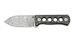 QSP Knife Canary QS141-E Damascus, Aluminium Foil Carbon Fibre, Cuchillo De Cuello