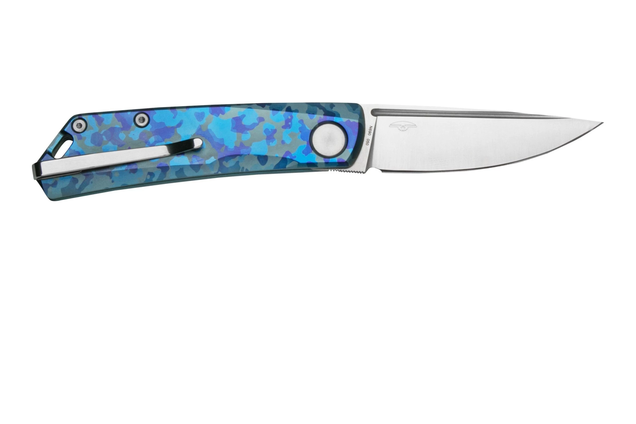 Real Steel Luna, Titanium Blue Camo 7001TC-BC Navaja Slipjoint - Imagen 2