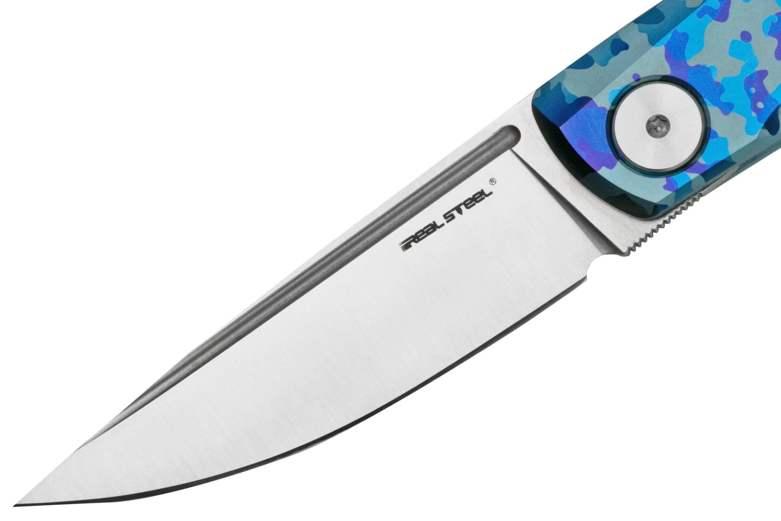 Real Steel Luna, Titanium Blue Camo 7001TC-BC Navaja Slipjoint - Imagen 3