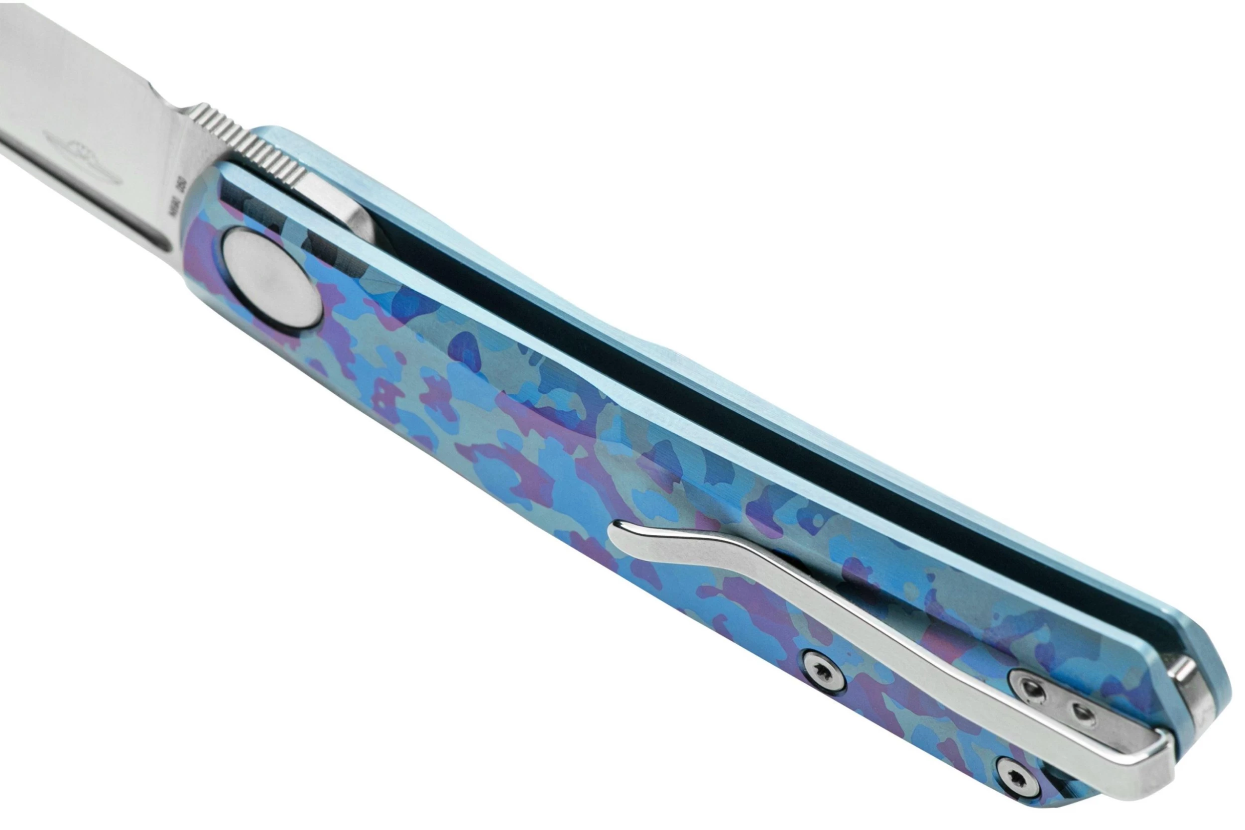 Real Steel Luna, Titanium Blue Camo 7001TC-BC Navaja Slipjoint - Imagen 5