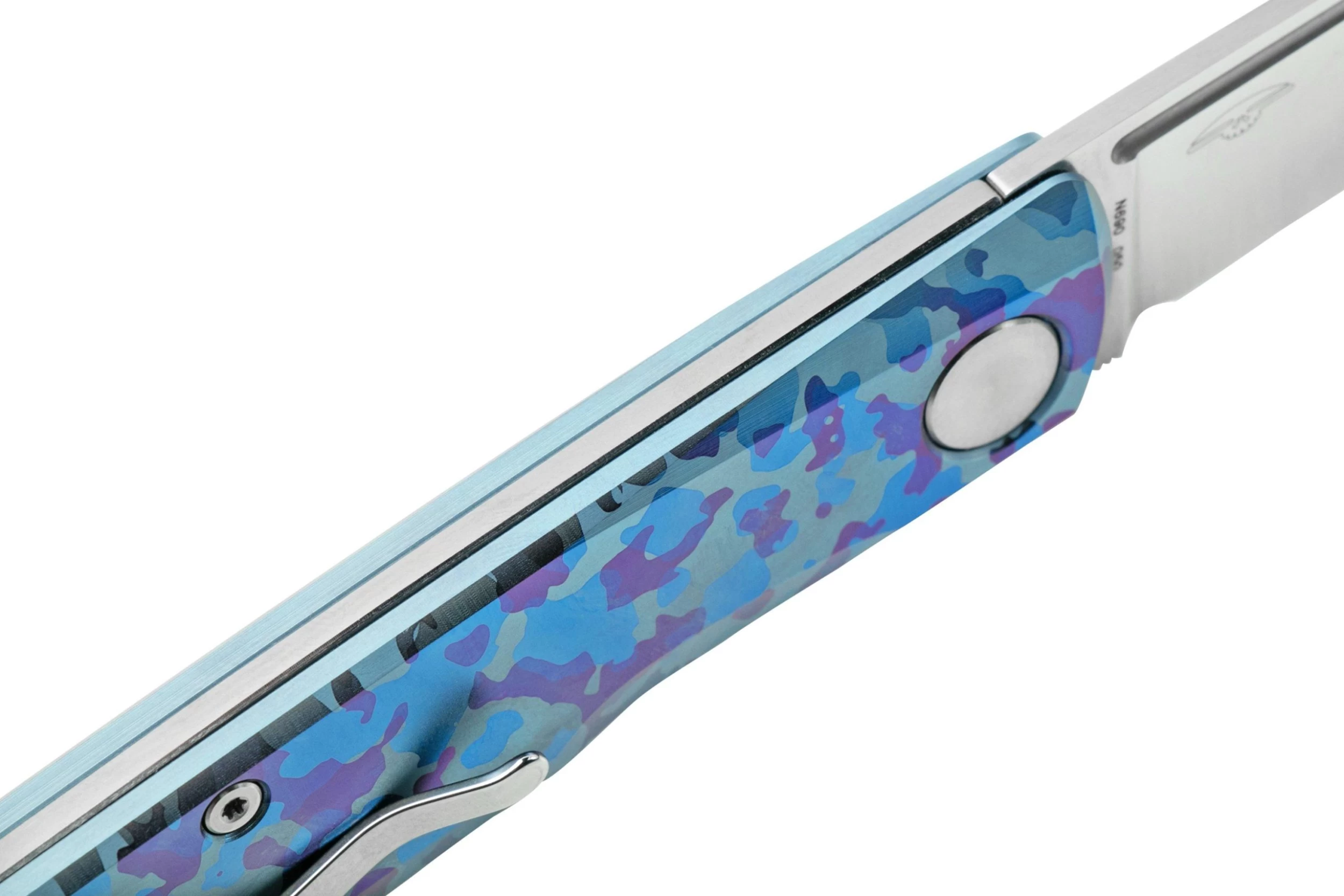 Real Steel Luna, Titanium Blue Camo 7001TC-BC Navaja Slipjoint - Imagen 6