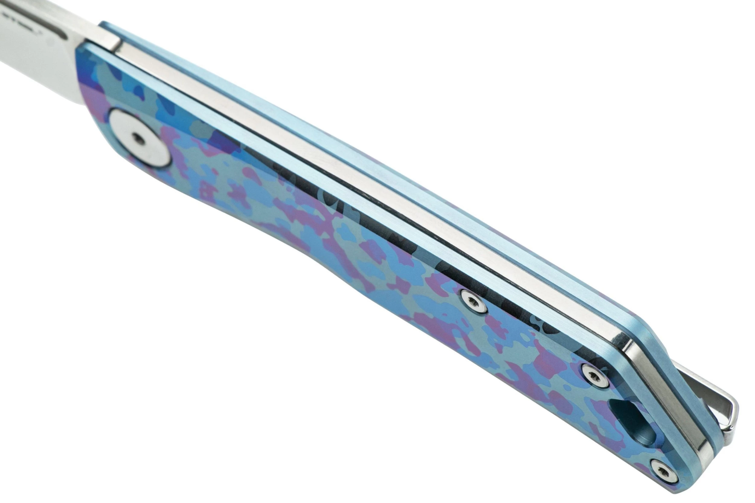 Real Steel Luna, Titanium Blue Camo 7001TC-BC Navaja Slipjoint - Imagen 7
