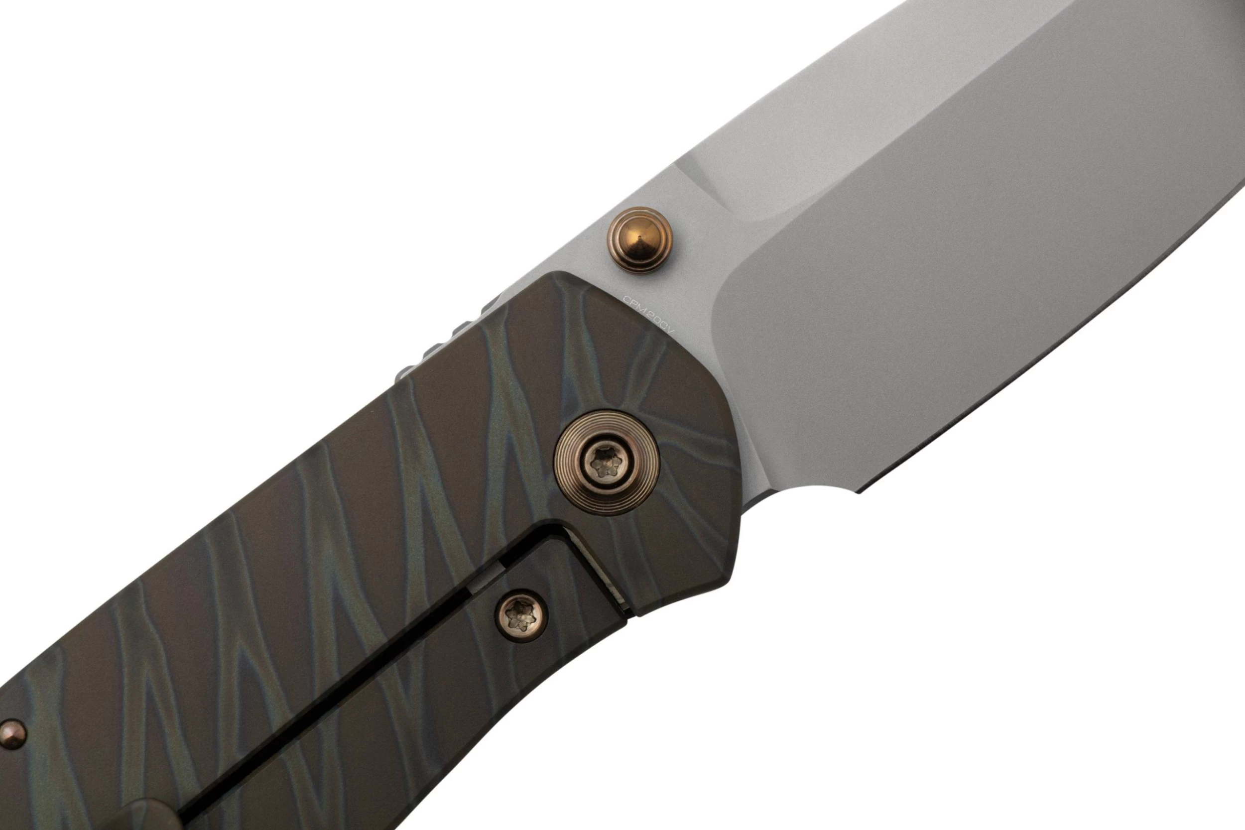 WE Knife Esprit 20025B-B Bead Blasted, Tiger Stripe Pattern Flamed Titanium Navaja, Ray Laconico Design - Imagen 5
